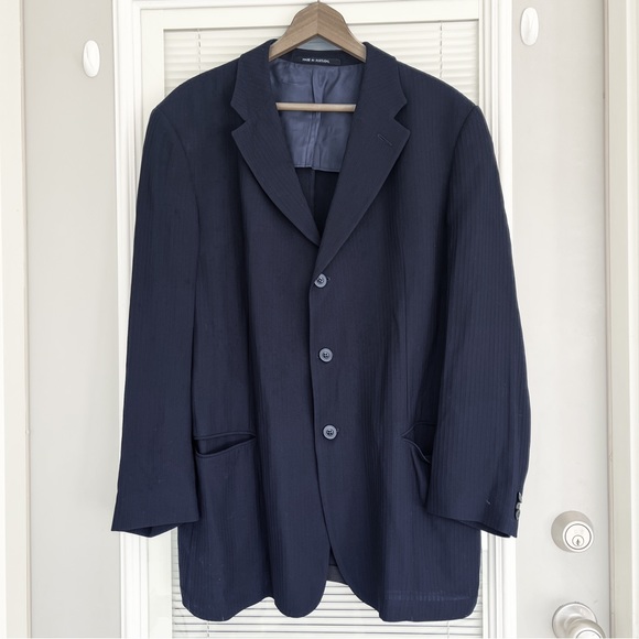 Vintage Armani Blazer - 42R - Navy Pinstripe - Men’s Vintage Armani Collezioni - Picture 1 of 11